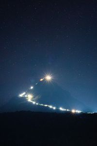 Preview wallpaper mountain, peak, light, night, lights, darkness