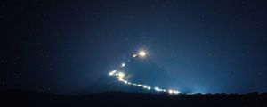 Preview wallpaper mountain, peak, light, night, lights, darkness