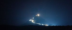 Preview wallpaper mountain, peak, light, night, lights, darkness