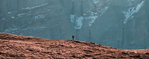 Preview wallpaper mountain, peak, man, alone, nature