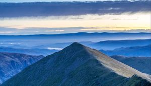 Preview wallpaper mountain, peak, mountain range, clouds, view