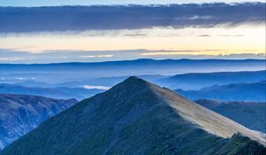 Preview wallpaper mountain, peak, mountain range, clouds, view