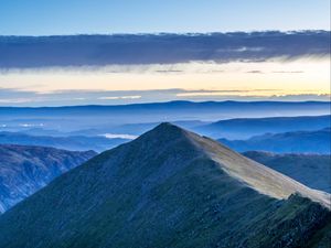 Preview wallpaper mountain, peak, mountain range, clouds, view