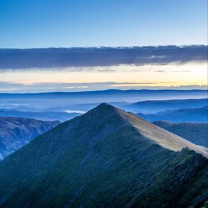 Preview wallpaper mountain, peak, mountain range, clouds, view