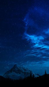 Preview wallpaper mountain, peak, nebula, starry sky, night