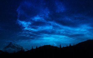 Preview wallpaper mountain, peak, nebula, starry sky, night