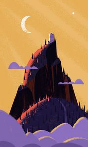 Preview wallpaper mountain, peak, observatory, landscape, art