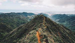 Preview wallpaper mountain, peak, people, sky, height