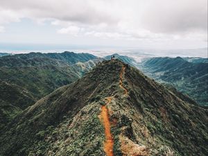 Preview wallpaper mountain, peak, people, sky, height