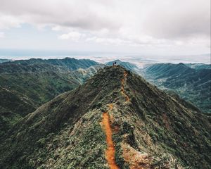 Preview wallpaper mountain, peak, people, sky, height