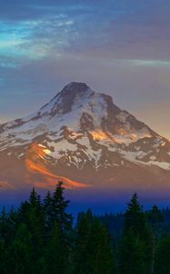 Preview wallpaper mountain, peak, rainbow, snowy, fog