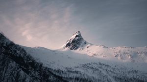 Preview wallpaper mountain, peak, road, snowy