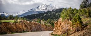 Preview wallpaper mountain, peak, road, turn, landscape, nature