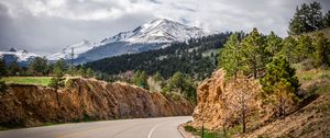 Preview wallpaper mountain, peak, road, turn, landscape, nature