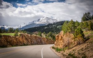 Preview wallpaper mountain, peak, road, turn, landscape, nature