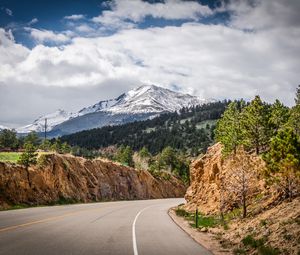 Preview wallpaper mountain, peak, road, turn, landscape, nature