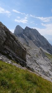 Preview wallpaper mountain, peak, rock, grass, landscape