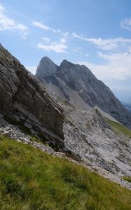 Preview wallpaper mountain, peak, rock, grass, landscape