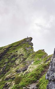 Preview wallpaper mountain, peak, rock, silhouette, loneliness