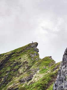 Preview wallpaper mountain, peak, rock, silhouette, loneliness