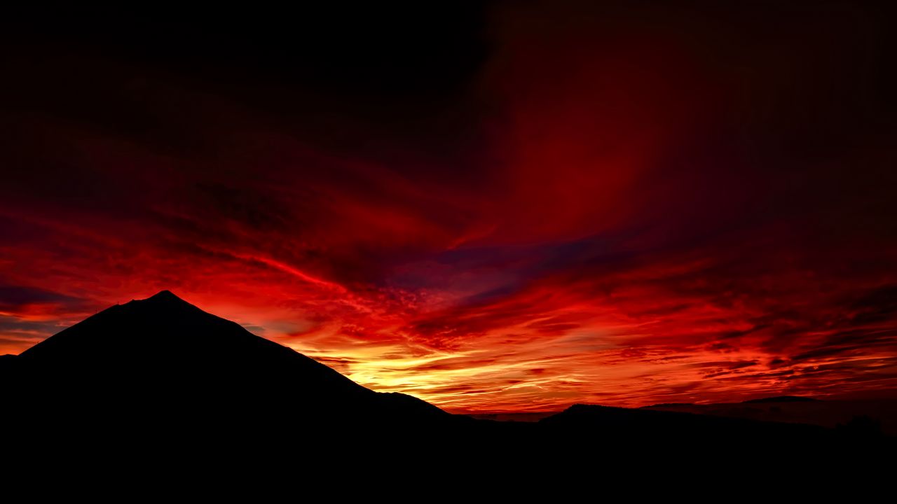 Wallpaper mountain, peak, silhouette, sky, dark