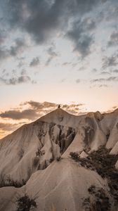 Preview wallpaper mountain, peak, silhouette, man, landscape