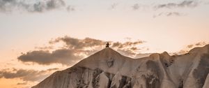 Preview wallpaper mountain, peak, silhouette, man, landscape