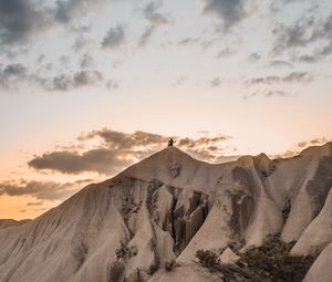 Preview wallpaper mountain, peak, silhouette, man, landscape