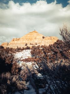 Preview wallpaper mountain, peak, silhouette, alone, nature