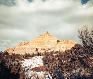 Preview wallpaper mountain, peak, silhouette, alone, nature