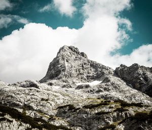 Preview wallpaper mountain, peak, sky, clouds, stones