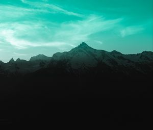 Preview wallpaper mountain, peak, sky, clouds, landscape