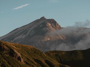 Preview wallpaper mountain, peak, slope, cloud, landscape