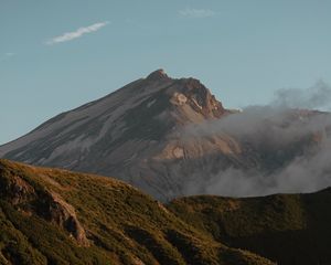 Preview wallpaper mountain, peak, slope, cloud, landscape