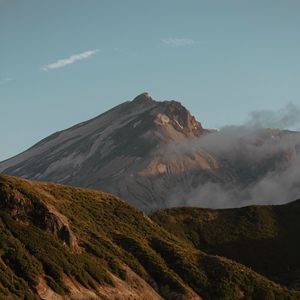 Preview wallpaper mountain, peak, slope, cloud, landscape