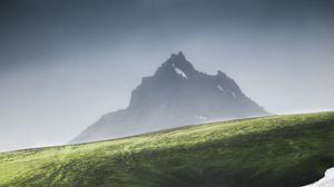 Preview wallpaper mountain, peak, slope, fog