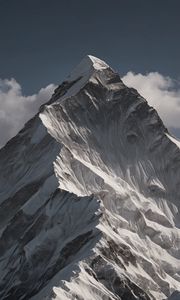 Preview wallpaper mountain, peak, snow, relief, clouds, nature