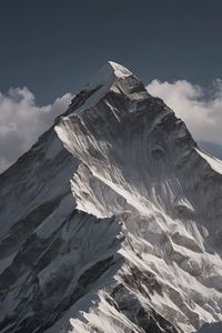 Preview wallpaper mountain, peak, snow, relief, clouds, nature