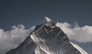 Preview wallpaper mountain, peak, snow, relief, clouds, nature