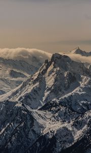 Preview wallpaper mountain, peak, snow, snowy, twilight, france