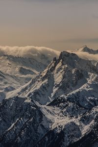 Preview wallpaper mountain, peak, snow, snowy, twilight, france