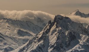 Preview wallpaper mountain, peak, snow, snowy, twilight, france