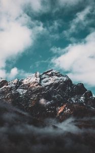 Preview wallpaper mountain, peak, snow, clouds, sky, italy