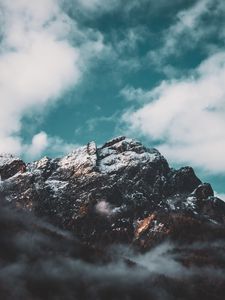 Preview wallpaper mountain, peak, snow, clouds, sky, italy