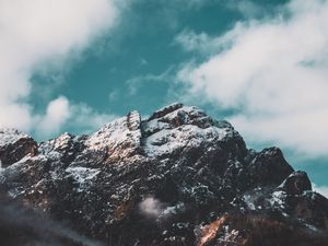 Preview wallpaper mountain, peak, snow, clouds, sky, italy