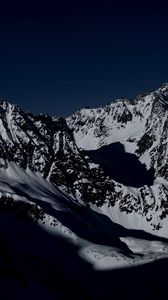 Preview wallpaper mountain, peak, snow, dark, night