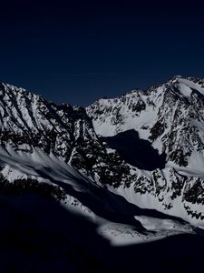 Preview wallpaper mountain, peak, snow, dark, night