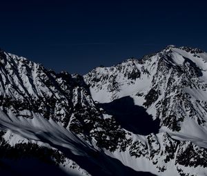 Preview wallpaper mountain, peak, snow, dark, night