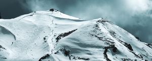 Preview wallpaper mountain, peak, snow, sky, cloudy