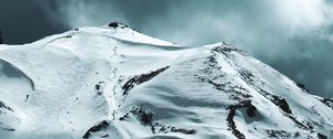 Preview wallpaper mountain, peak, snow, sky, cloudy
